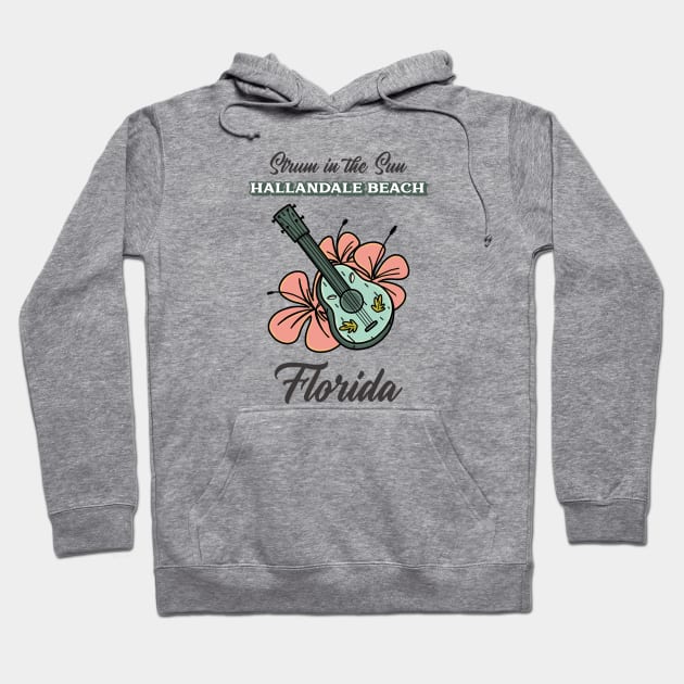 Ukulele Strum in the Sun Hallandale Beach, Florida Hoodie by Be Yourself Tees